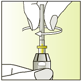 Placera nålskyddet (med nålen i) på en ren och torr yta medan du förbereder sprutan. 3.
