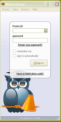 Vid problem att logga in eller om du glömt ditt användarnamn och lösenord, gå till: https://pronto.wimba.