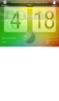 32 Personanpassa Ändra en widgets inställningar Grundinställningarna i vissa widgetar (t.ex. widgetarna Kontakter och E-post) går att ändra från startsidan. 1.
