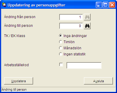 Sida: 151 UPPDATERING AV PERSONUPPGIFTER Med den här funktionen kan du uppdatera angivna