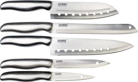 Kök 3-9744 Knivset stål 5 knivar i trälåda skalkniv 20 cm
