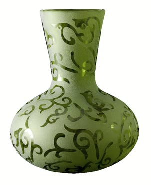 3-6015 Vas glas orange frostat mönster höjd 23 cm 3-6012 Vas glas vit