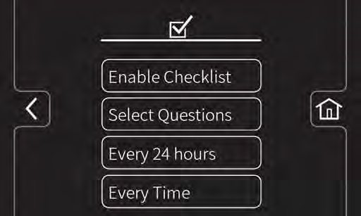 Tryck på knappen Inaktivera checklista/aktivera checklista för att inaktivera/aktivera checklistan före drift. 1.