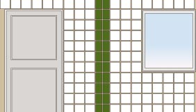 1. Indelning av ytor 1.1 Vägg 1.1.1 Indelning i sidled Hel platta skall eftersträvas på sidokantytorna vid öppningar (fönster, dörr eller liknande).