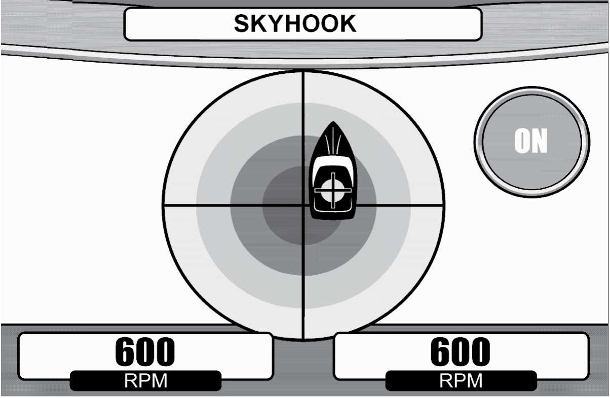 Avsnitt 3 - På vttnet Båtikonens rottionsvinkel visr båtens girning i förhållnde till dess läge, när Skyhook först ktiverdes.