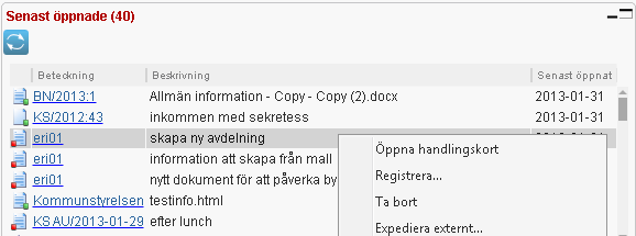 7.3 Redigera fulltexthandling Det går bara att redigera fulltexthandling som är arbetsmaterial.