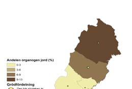 Skördedata från Kvismardalen, Örebro Andel (%) av jordbruksmarken (åker + betesmark) som är organogen jord (torv + gyttjejord) samt grödfördelningen Odlingsintensiteten är i allmänhet lägre på de