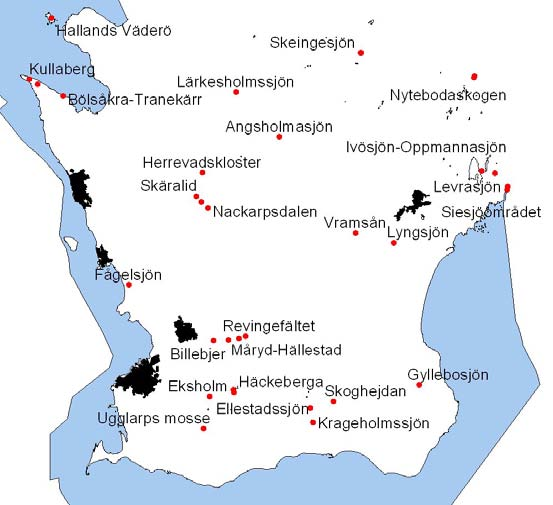 Inventerade lokaler Totalt inventerades 25 Natura 2000-objekt (Figur 1). Inom vissa objekt inventerades flera lokaler vilket medför att totalt 33 lokaler inventerats.