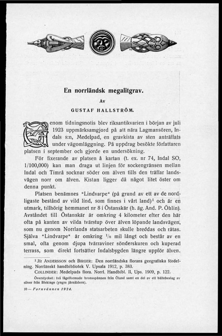 En norrländsk megalitgrav. Av GUSTAF HALLSTRÖM.