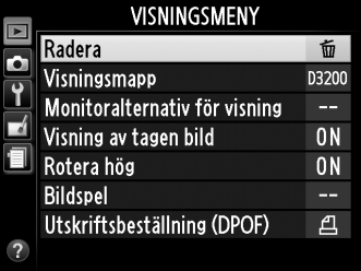 4 Placera markören på den valda menyn. Tryck på 2 för att placera markören i den valda menyn.