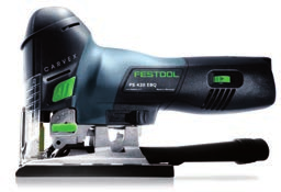 Festool sticksåg Carvex PS 420 EBQ-Plus Utomordentliga kurvegenskaper tack vare den trefaldiga sågbladsstyrningen och den vridstyva lyftarmen. Kraftfullt drag för snabb sågning.