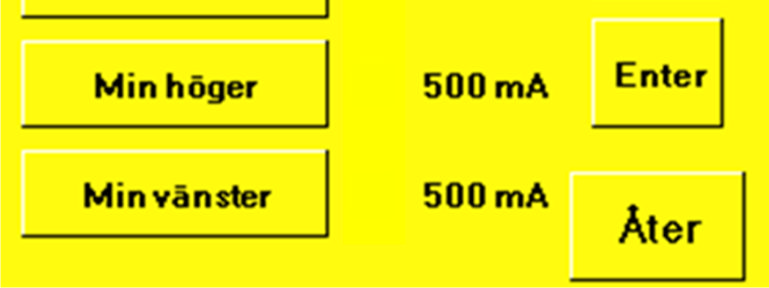 1.2. Rotor Meny/Hastigheter/Rotor. Bilden intill visar meny för inställning hastighet på Rotor. Beskrivning gäller även för Styrning/Extra2, Släntskopa, Tilt, Extra1 och Pytsare.