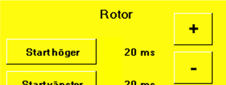 Hur jutering går till hittar du på följande sidor. 13.1.2. Rotor Meny/Ramp/Rotor. Bilden intill visar meny för inställning Ramp på Rotor.