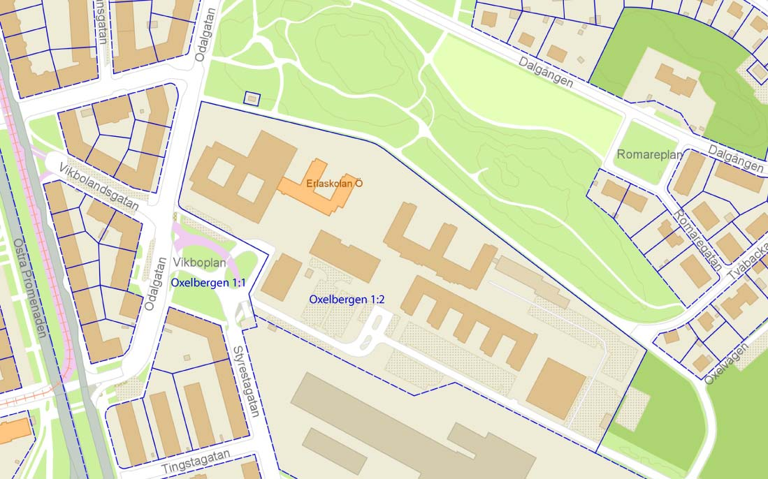 5(28) Oxelbergen 1:2 är idag ett institutionsområde som är dåligt integrerat med den övriga staden.