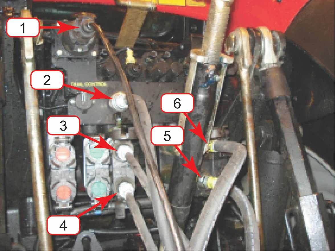 Andra kopplingar alltid låst vid körning på väg eller vid snabb körning på åkern (mer än 10 km/h). Bild 11. Anslutningar på traktorns baksida 1. Ljus- och elanslutning 2. Hydraulisk bromsanslutning 3.