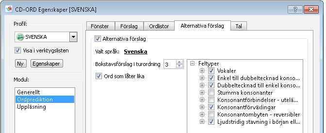 Stavningshjälp CD-ORD stödjer skrivprocessen med ordförslag, som är kontextbaserade.