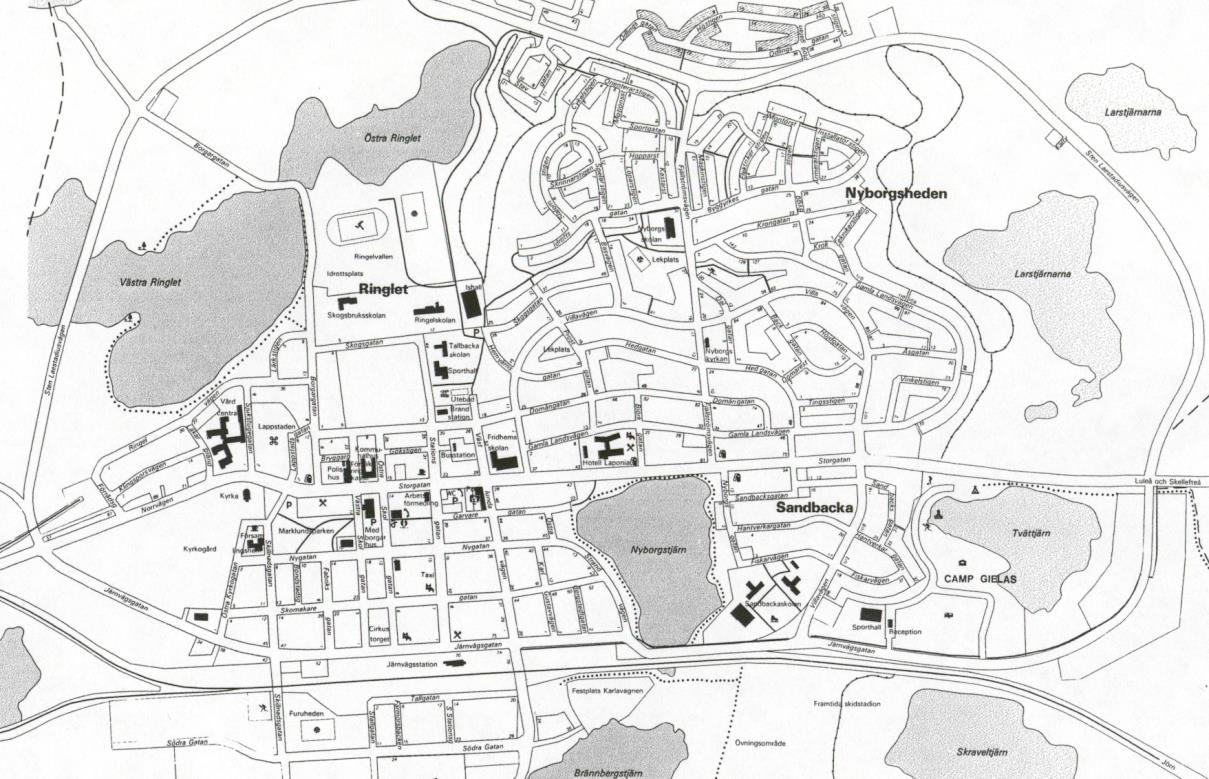Fridhemsskolan Teckans kiosk Stortorget Figur 1 Karta över mätpunkternas placering i Arvidsjaur. Installation och översyn av mätutrustningen har ombesörjts av IVL.