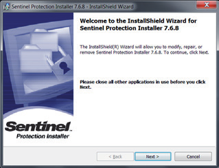 NetSentinel Server : Denna väljs vid användning av parallellport nätverkslås.