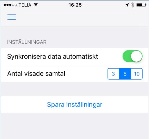 Förutom att välja att synkronisera automatiskt eller manuellt, kan du här under