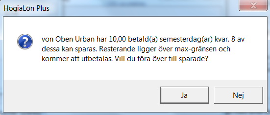 När du godkänt förslagen kan du se totalt antal sparade dagar fördelade på semesterår. Till sist får du upp en bild där du kan korrigera om det behövs.