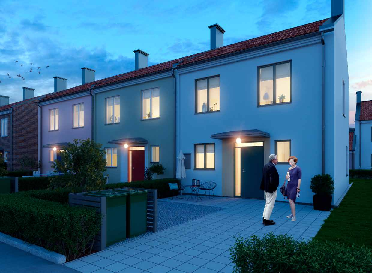 VACRA RADHUS MED ARATÄR RADHUSEN består av 11 bostadsrätter på 90 kvm. Husen är placerade i tre längor i centrum av kvarteret och varje länga består av tre eller fyra bostäder.