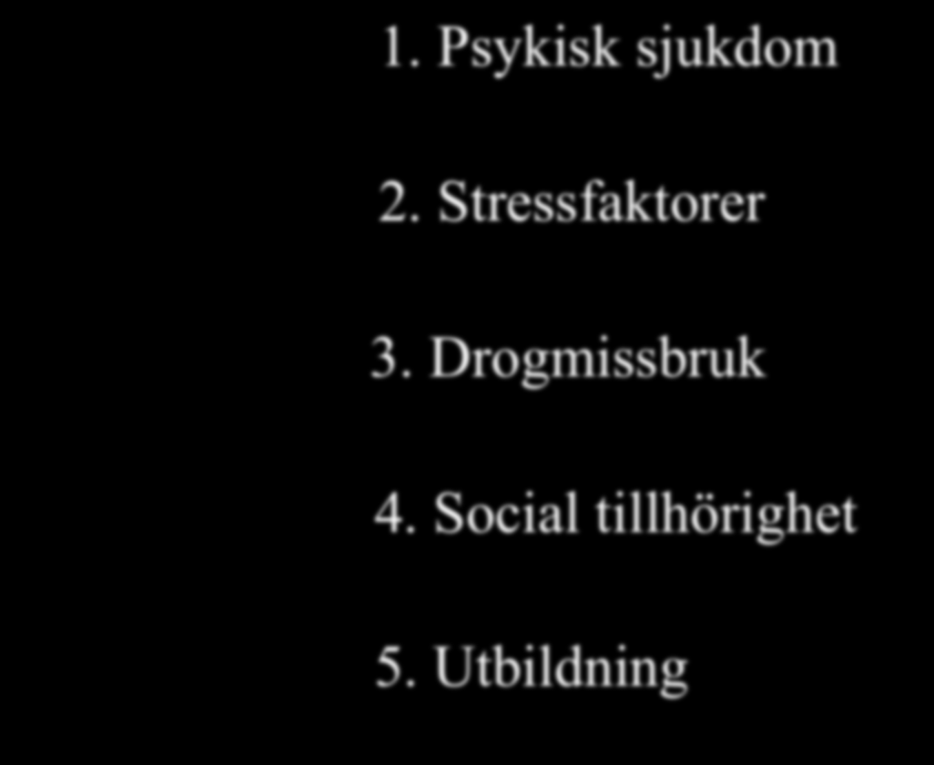 Psykisk sjukdom 2. Stressfaktorer 3.