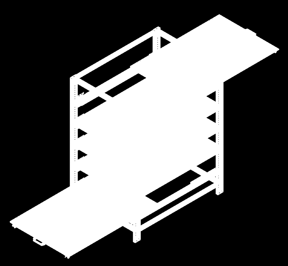 Vill du använda byrån som transportenhet har vi ett tillbehör som spärrar alla hyllor vid transport. Industribyrå 100% Med utdragbara hyllplan 100%. Varje hylla tål 150kg belastning.