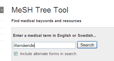 Så får vi till svar att den engelska termen är Går vi sen vidare till kräkningarna blir det Sen är det bara att börja söka i de