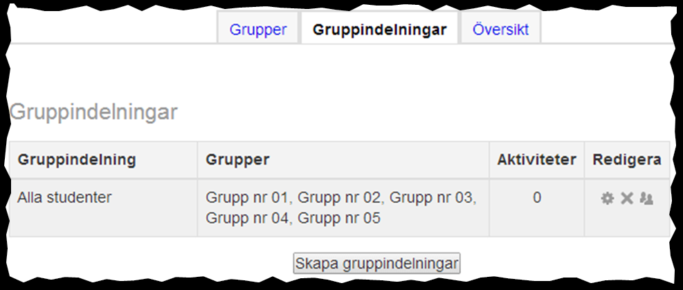 3. Klicka på knappen Tillbaka till gruppindelningar när det är färdigt.