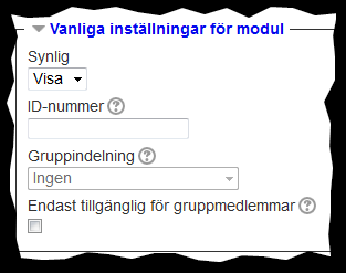 Om detta inte bockas för, kan alla se länken till aktiviteten/resursen men inte själva aktiviteten/resursen. Observera!