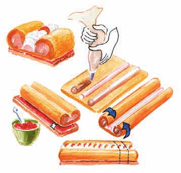 T Å R T O R CANCANBAKELSER 1. En rulltårtkapsel (450 x 600 mm) delas på längden så att två 220 mm breda längder erhålles. 4.