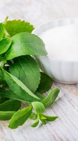 20. Stevia Stevia är ett naturligt sötningsmedel från växten stevia rebaudians löv. Naturligt och inte skadligt för kroppen, så länge du använder rätt sort.