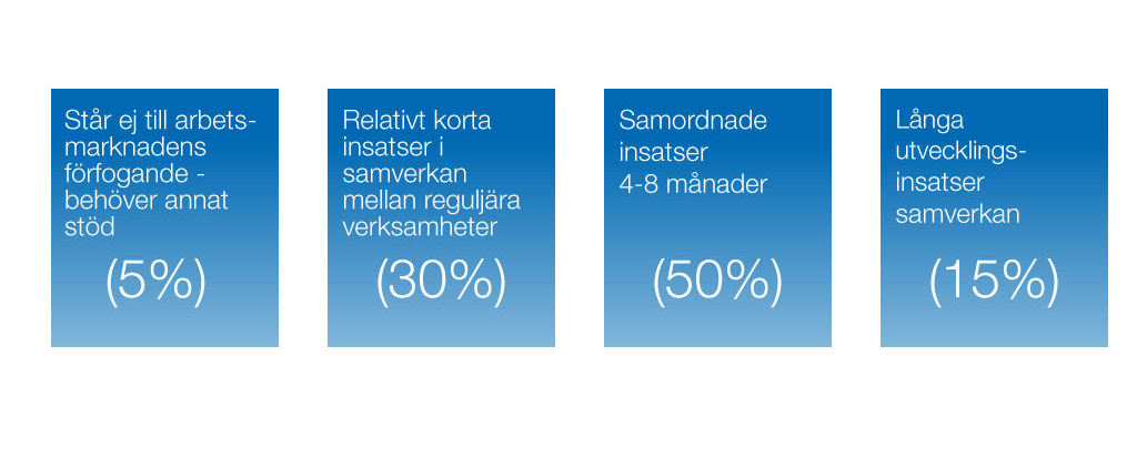 utvärdering 2014 visas att ungdomar är en tongivande grupp inom samordningsförbundens verksamhet. Denna grupp marknaden.