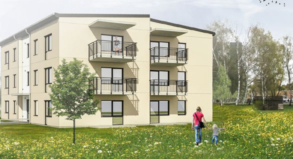 Skiss på nya Kvarteret Adjunkten som byggs på Hjalmar Söderbergs väg 1A.