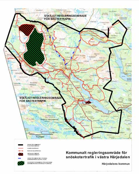 Den principiella grunden för konstruktionen utgår från att snöskoteråkning ej kan ske med stöd av allemansrätten.