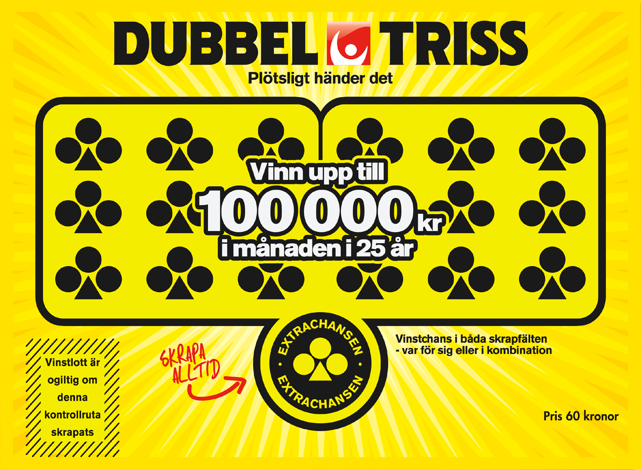 Lotternas koder Här visas vinstsummor under 500 kr på alla lotter utom Triss Vinster från och med 500 kr och nitlotter visar istället ett tresiffrigt slumpmässigt valt nummer.