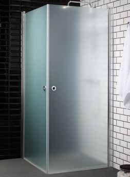 TILLVAL - DUSCHSKÄRMVÄGGAR I BAD OCH WC/DUSCH INR Linc Angel Raka invikbara dörrar i frostat glas med profil och grepp i blankpolerat utförande.