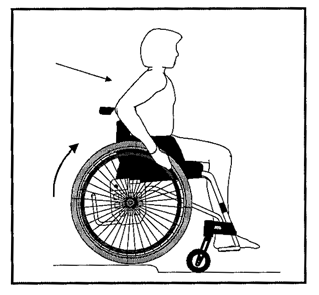 KÖR RULLTOLEN UTOMHU 2/3 Köra NEDFÖR trottoarkanter (max 10 cm hög) Framåt Den här tekniken rekommenderas endast för vana användare.
