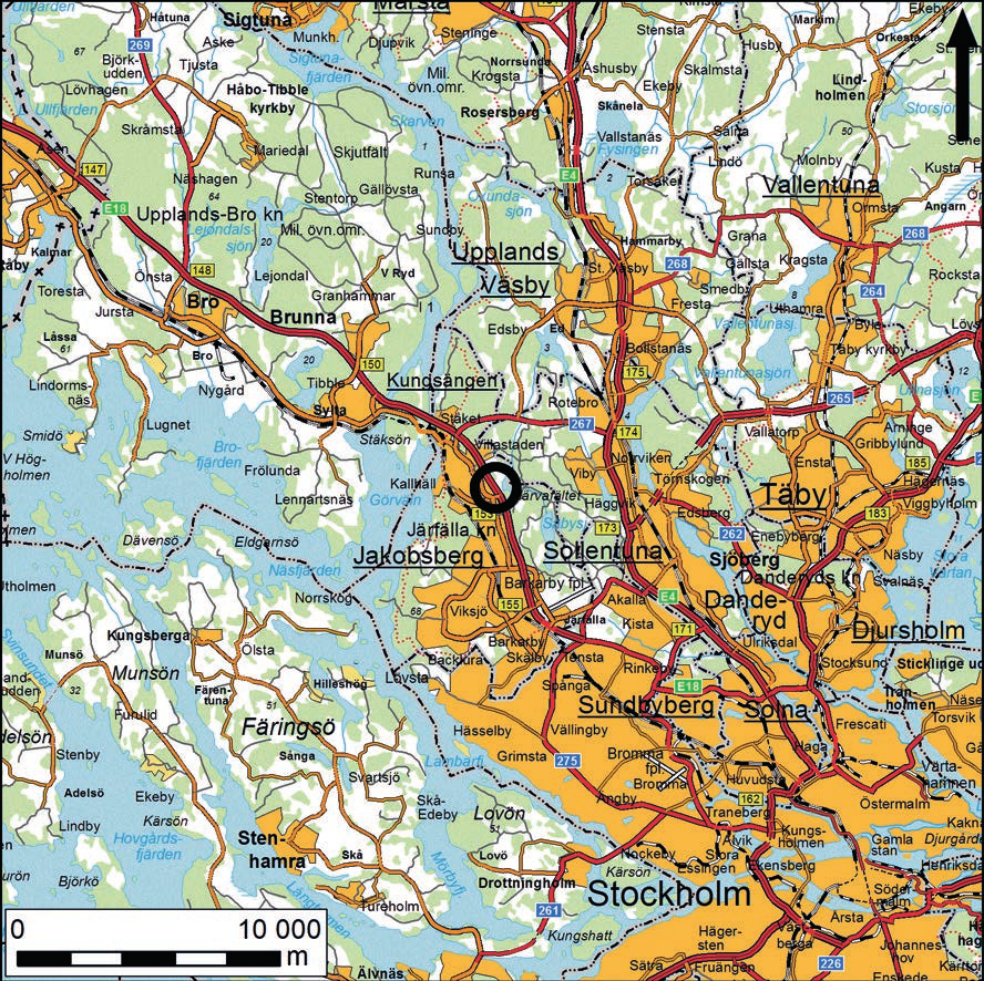 Röjningsrösen i Bredgården Figur 1. Karta över norra Stockholm.