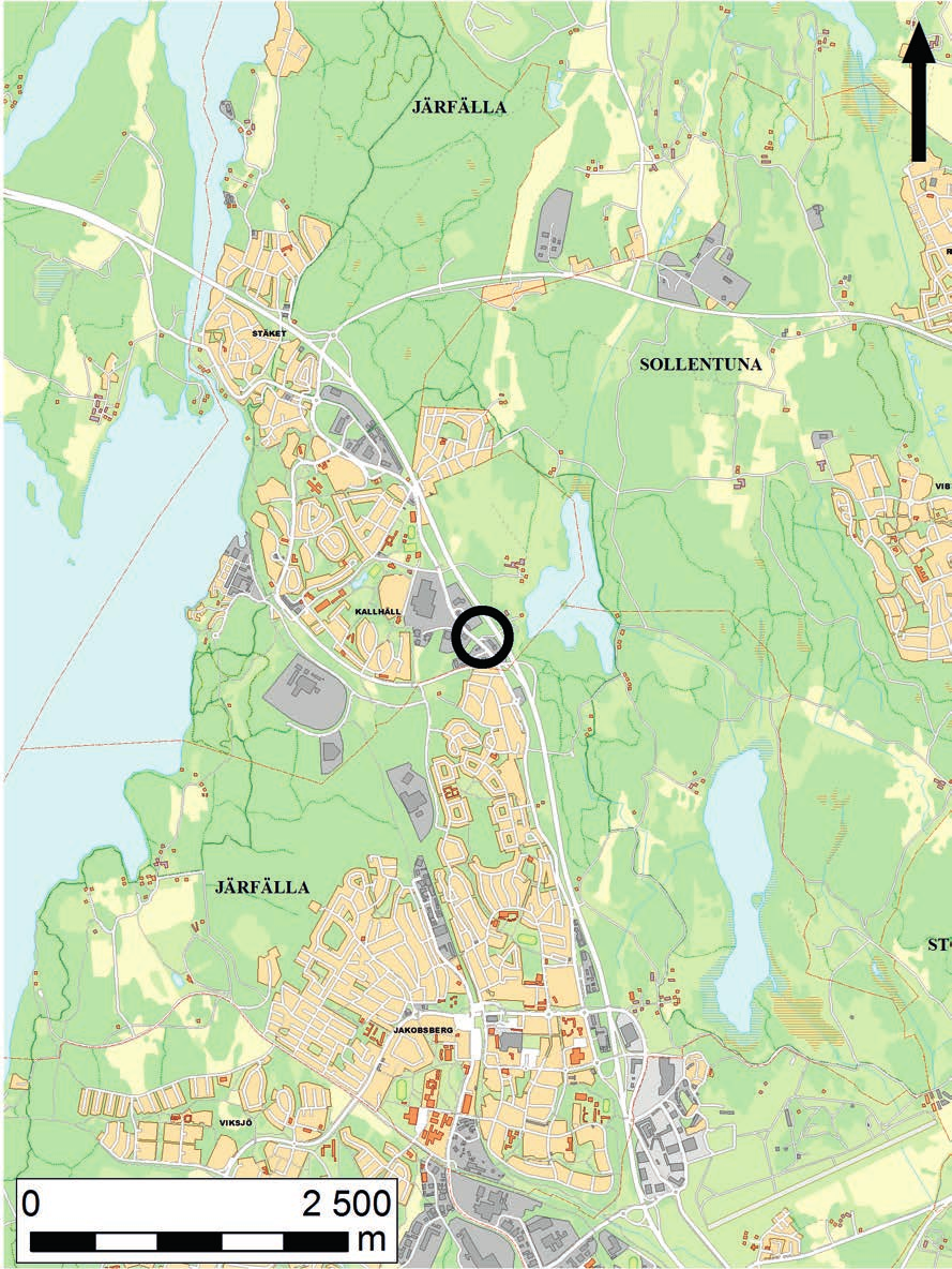 Röjningsrösen i Bredgården Figur 2. Karta över Kalhäll och Järfälla.