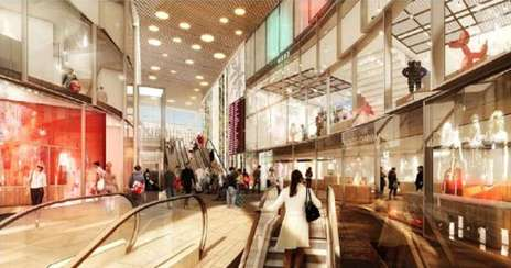 Stationsrummet. Vy mot Klarabergsgatans entré. (3xN och Luxigon) Enligt Brandskyddslaget kan stationen utifrån resultaten i flödessimuleringarna anses omhänderta prognostiserade flöden för år 2017.