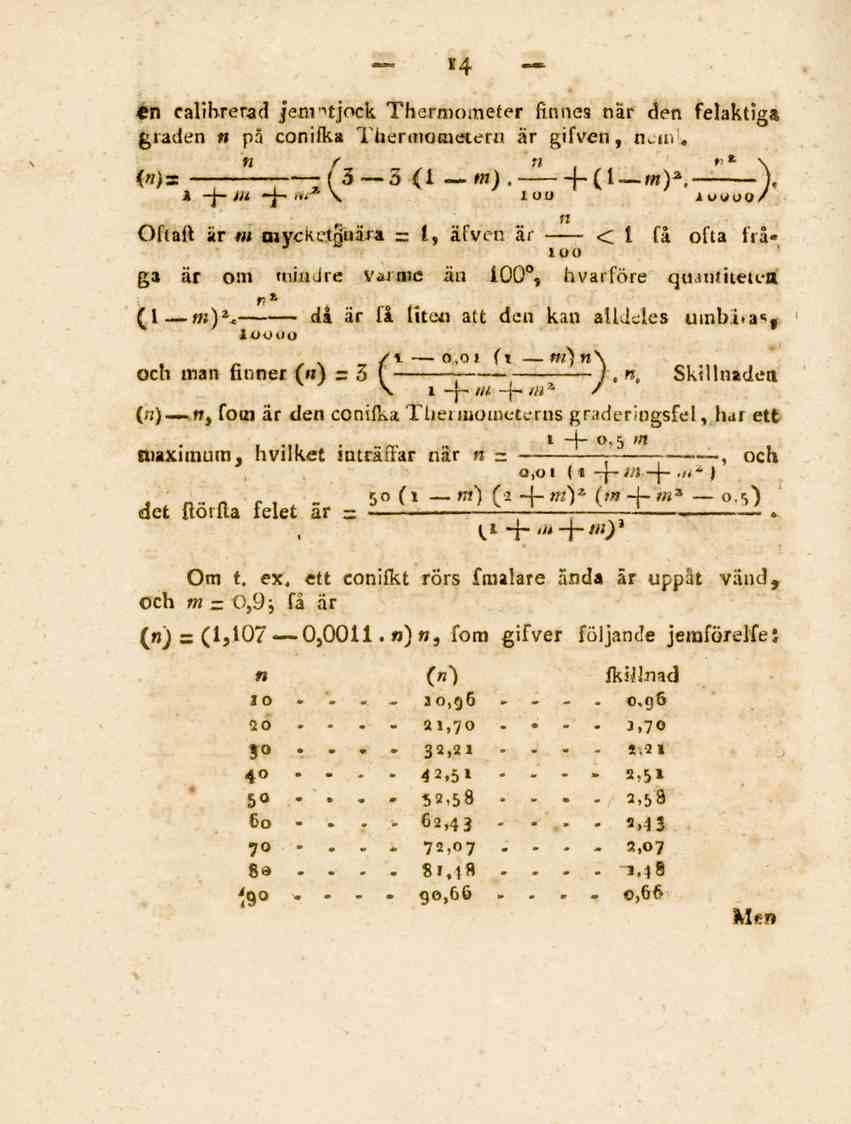 .h calihrerad jem^tjock Thermometer finnes när den felaktiga graden n på coniika Thermometern är gifven, n^m. ra f n, tn)s _-_(3-3(i-m). 4-(l «)*.