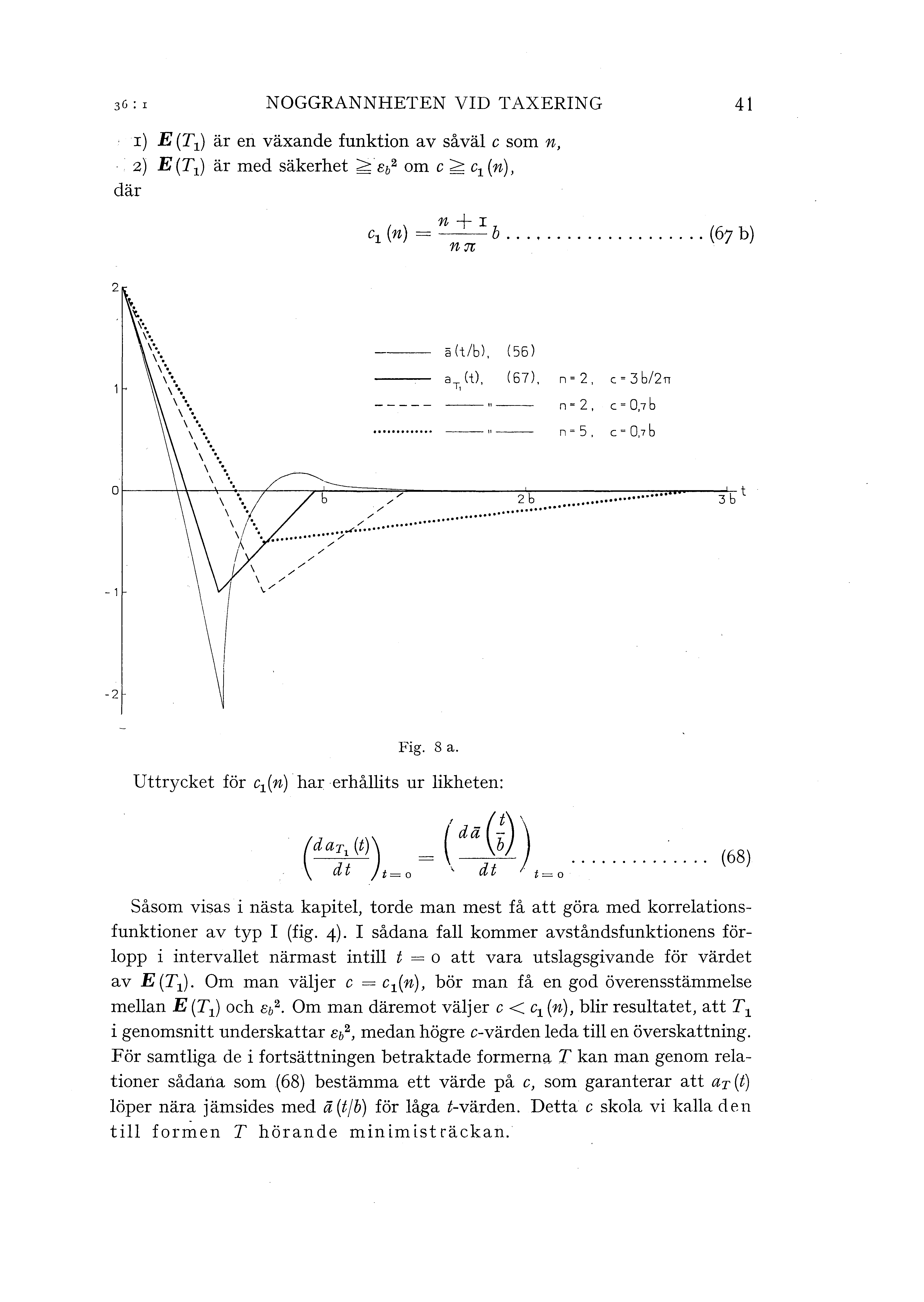 NOGGRANNHETEN VID TAXERING 41 I) E (T1) är en växande funktion av såvä c som n, 2) E(T 1) är med säkerhet ~sb 2 om c~ c 1 (n), där n+i c 1 (n)= --b.
