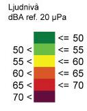 kan göras från ekvivalentvärdet utomhus på 55 db(a).