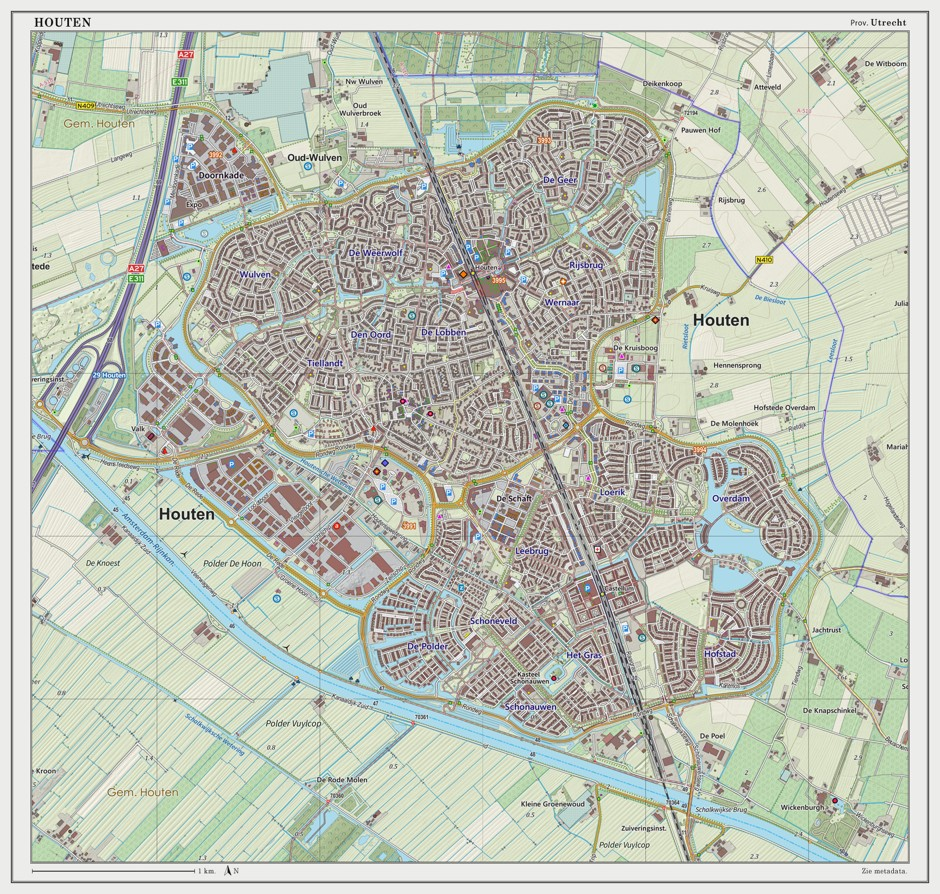HOUTEN Holland Stationssamhälle med CYKELLOGIK Förstad till Utrecht i Holland med fokus på stationsnära byggande samt cykel- och gångtrafik Befolkning ca 44 000 1000m 600m Bebyggd area 8,2 km