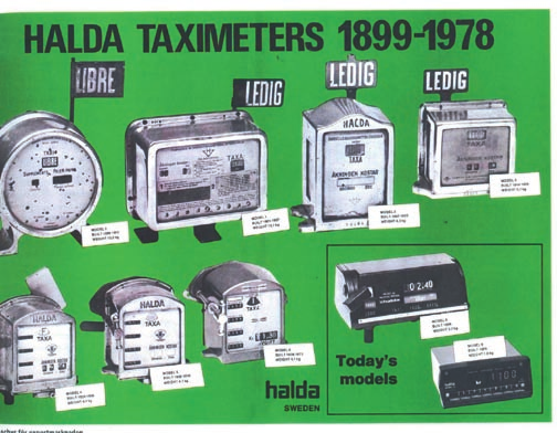 Halda-ABU taxametrar 1920 gick Haldafabriken, som redan vid denna tid tillverkade taxametrar, i konkurs och 20 anställda blev fristälda, bl.a Göte Borgström.