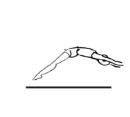 Ska landas stående, huksittande eller på knä med en fot i marken Mjuk övergång bakåt Ska landas stående eller huksittande Sträckta ben i luftfasen. Raka armar Sträckta ben i luftfasen.
