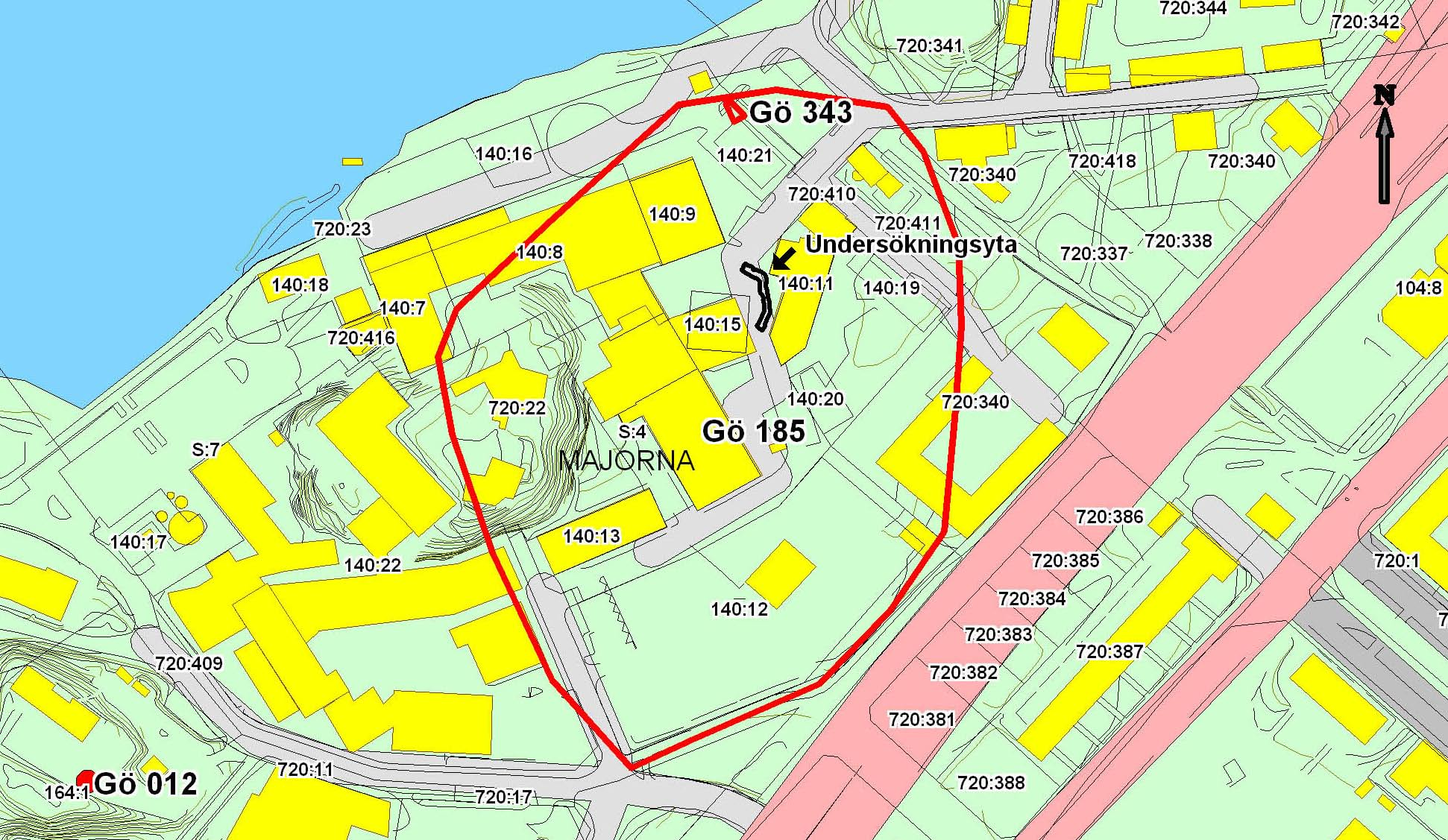 Gamla Älvsborg - Yttre befästningsverk Fig. 3. Undersökningsområdet, skala 1:3000. GAMLA ÄLVSBORG Gamla Älvsborg existerade som slott och fästning från 1300-talet fram till 1661 då slottet revs.