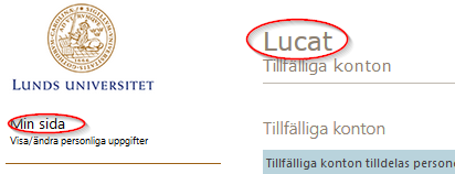 För att nå tillbaka till startsidan kan användaren klicka på länken Lucat i toppen på