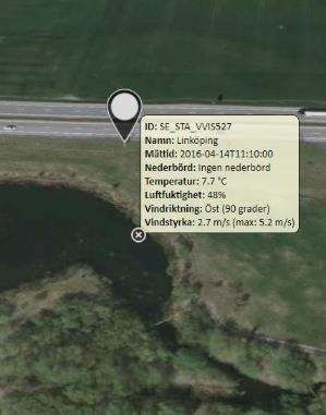 VÄDERSTATION (IOT) - Trafikverkets väderstation är inlagd med symbol samt on-line info om vädret, IoT. [Väderstation] - Ingen särskild bearbetning.